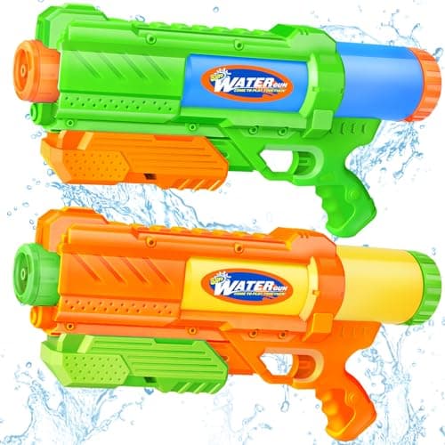 Super Water Gun for Kids Adults: 2 Pack Super Water Gun Soaker 1200cc Squirt Blasters with Impressive Range - Ideal Toys for Boys Girls Summer Outdoor Swimming Pool Water Toys Fun - Image 1