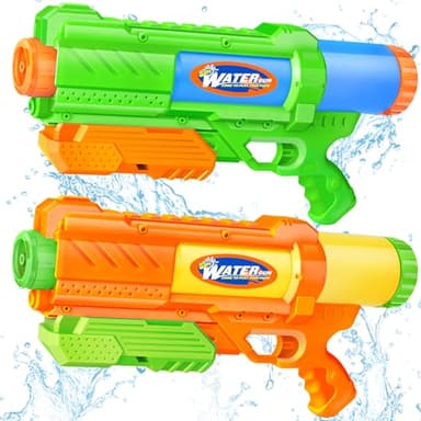 Super Water Gun for Kids Adults: 2 Pack Super Water Gun Soaker 1200cc Squirt Blasters with Impressive Range - Ideal Toys for Boys Girls Summer Outdoor Swimming Pool Water Toys Fun - Image 1