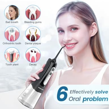 Cordless Water Dental Flosser Teeth Cleaner, INSMART Professional 300ML Tank DIY Mode USB Rechargeable Dental Oral Irrigator for Home and Travel, IPX7 Waterproof 6 Modes Irrigate for Oral Care - Image 3