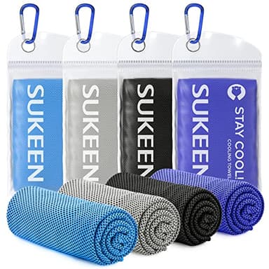 Sukeen [4 Pack] Cooling Towel (40"x12"),Ice Towel,Soft Breathable Chilly Towel,Microfiber Towel for Yoga,Sport,Running,Gym,Workout,Camping,Fitness,Workout & More Activities - Image 1
