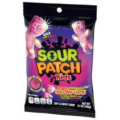 SOUR PATCH KIDS Glow Ups Strawberry-Watermelon Soft & Chewy Candy, Bulk Candy, 12-6.7 oz Bags - Image 10