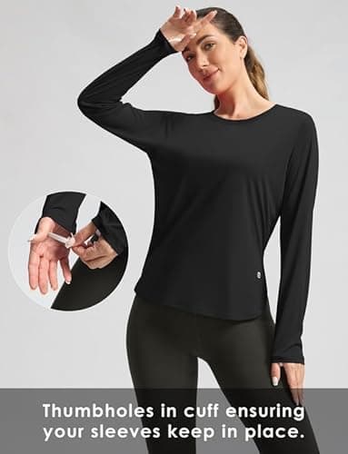 Women's Sun Shirts UPF 50+ Long Sleeve UV Protection Shirt Lightweight Quick Dry Workout Hiking Tops for Women(Black,M) - Image 4
