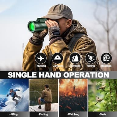 HYTAMY Monocular Telescope 80 x 100 High Powered Monoculars for Adults with Tripod，Monocular for Smartphone Suitable for Bird Watching Larger Vision, Hunting, Wildlife, Travel, Camping, Hiking (Green) - Image 7