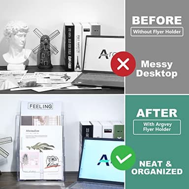 Acrylic Brochure Holder 8.5 x 11 inches, 3 Tier Clear Literature Holder with Removable Divider for Trifold 4 Inches Wide Pamphlet, Plastic Flyer Display Stand for Magazine, Document, Booklet - Image 6