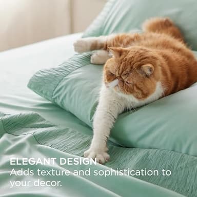 Bedsure Queen Sheet Set - 4 Pieces Soft Queen Size Sheets - Breathable & Cooling - Hotel Luxury - Easy Care Polyester Microfiber Bedding for Women, Men, Mint Green - Image 4