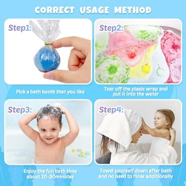 48pcs Bath Bombs for Kids with Toy Inside, Organic Colorful Bubble Bath for Kids Safe, Best Birthday, Party, Easter Bath Bombs Gift Set for Girls and Boys - Image 7