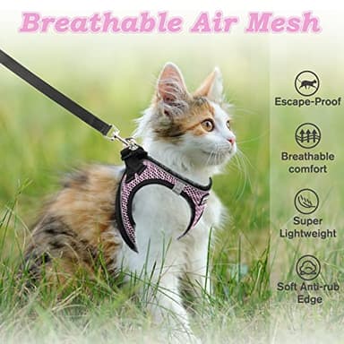 SALFSE Cat Harness and Leash for Walking Escape Proof, Adjustable Kitten Vest Harness Reflective Soft Mesh Puppy Harness for Outdoor, Comfort Fit, Easy to Control (Lpink, M) - Image 4
