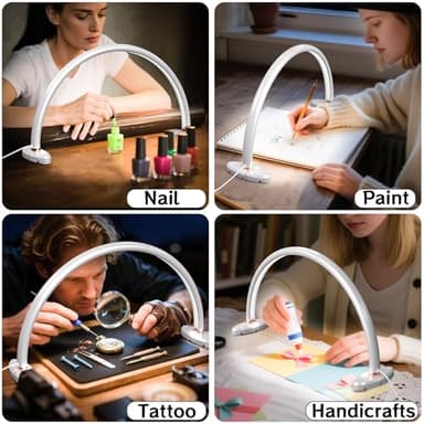 Small Half Moon Light for Nail Desk, 3 Color Temperature 3500K-6500K,180°Surround Moon Light Nail Tech,Half moon nail lamp for Manicure Sculpture Handicrafts etc Lighting,Personal DIY use 16inch - Image 5