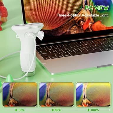 Microscope for Kids, 2'' Inch HD Screen Pocket Portable Microscope, 1000x Magnification Mini Magnifying Glass with Light for Kids, for 3-12 Girls & Boys - White - Image 3