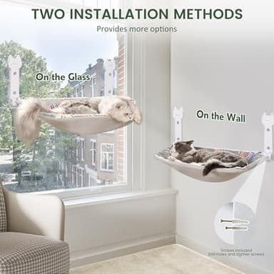 HiPetpy 2 Pack Cat Window Perch, Glow in The Dark Foldable Cat Hammock with Sunken Design & Removable Soft Cover, Breathable Cordless Window Bed for Resting Indoor Kitten (Shallow Perch, 2 Pack - M) - Image 7