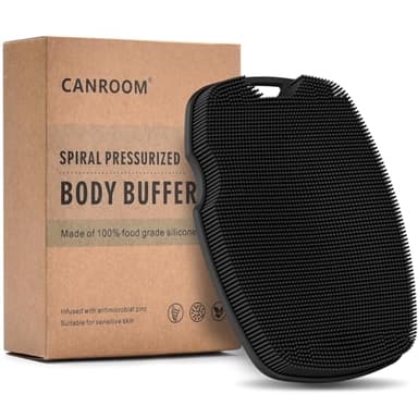 Canroom Zinc Infused Silicone Body Scrubber for Shower,Food-Grade Handheld Cleansing Skin Brush, Gentle Exfoliating and Lather Well - Black - Image 1