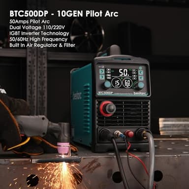 bestarc Plasma Cutter, [Pilot Arc] [Large LED Display] [Air Sensor Technology] 50Amps Cutter Machine 110/220V Dual Voltage IGBT Inverter 5/8 Inch Clean Cut, Post Flow 2T/4T for Home DIY BTC500DP 10GEN - Image 3