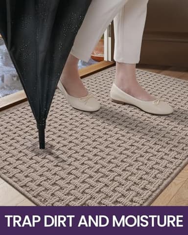 DEXI Front Entryway Door Mat Non Slip 32x48, Washable Entry Way Mats Inside Entrance Low Profile, Welcome Doormat Dirt Trapper for House Floor Home Porter Hall Backdoor Area, Light Taupe - Image 3