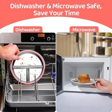 iconfont Stainless Steel Toddler Plate, 9 Inch Suction Plates for Toddlers, Baby Plate for Toddlers 1-3, Non-Toxic BPA-Free Microwave Dishwasher Safe - 2 Packs - Image 7