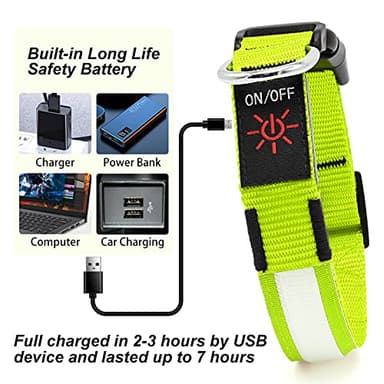 LED Dog Collar - Light Up, Waterproof, Adjustable Flashing, Rechargeable Visibility & Safety for Dogs (Green, Large) - Image 4