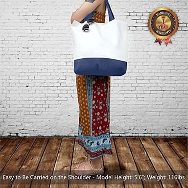 TOPDesign 1-Pack Super Strong Large 12oz Cotton Canvas Tote Bag, Reusable Grocery Shopping Cloth Bag, Fashionable Two-Tone Totes for Crafts, DIY Your Creative Designs - Image 2