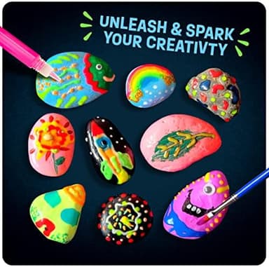 Dan&Darci Kids Rock Painting Kit - Glow in The Dark - Christmas Gifts Arts & Crafts for Boys and Girls Ages 6-12 - Craft Activities Kits - Creative Art Toys for 6, 7, 8, 9, 10, 11 & 12 Year Old Kid - Image 3
