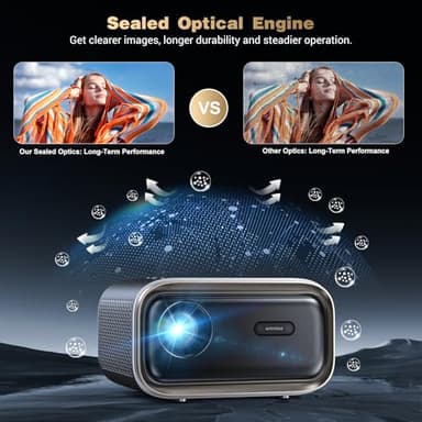 Projector with WiFi and Bluetooth: [Auto Focus/Keystone] - NICPOW Full HD 1080P 4K Supported Portable Bluetooth Projector for Gaming Devices and Phones - Ideal for Indoor Outdoor Use - Grey - Image 5