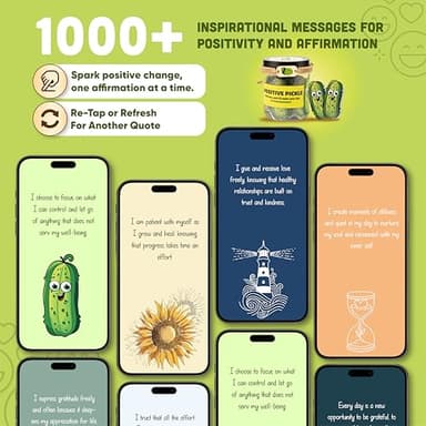 60 Positive Pickle Cards Jar, Affirmation Cards For Women, Teens, Stocking Stuffers, Christmas Gifts For Women Mom, Gifts For Women, Teacher Gifts, White Elephant Gifts, Teen Girl Gifts Trendy Stuff - Image 5