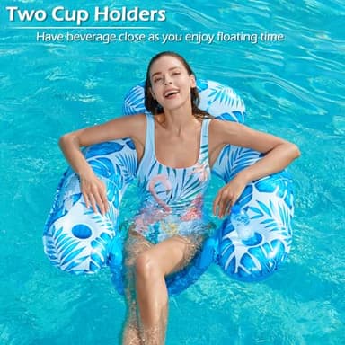 Jasonwell Pool Float with Canopy - Inflatable Pool Floaties Adult Floating Pool Chair Lounge Floats for Swimming Pool Water Chair Pool Lounger with Cup Holders Pool Toy Party Floaty for Adults - Image 7