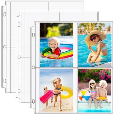 MaxGear 3.5 x 5 Photo Sleeves 30 Pack for 3 Ring Binder, Heavy-Duty Archival Photo Page Protectors Holds 240 Pictures, 4-Pocket Clear Picture Album Refill Pages - Image 1