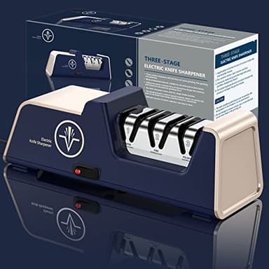 VIDOME Professional Electric Knife Sharpener with 100% Diamond Abrasives and Precision Angle Guides for Kitchen Straight Edge&Ceramic Knife Work Sharp, 3-stage Champagne Gold, afilador de cuchillos - Image 1