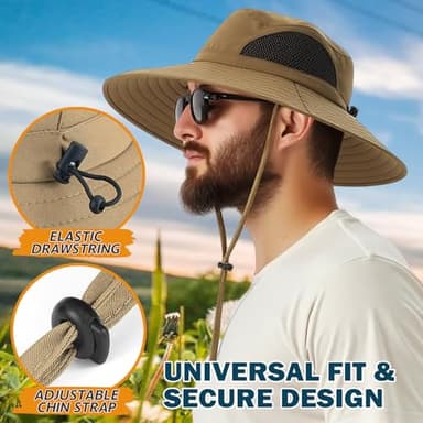 EINSKEY Wide Brim Sun Hat, UPF 50+ UV Protection Waterproof Packable Bucket Hat for Men & Women, Fishing Hiking Beach Garden - Image 3