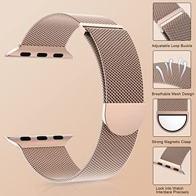 MARGE PLUS Compatible with Apple Watch Band 38mm 40mm 41mm 42mm 44mm 45mm 46mm 49mm Women Men, Stainless Steel Mesh Loop Magnetic Clasp Replacement for iWatch Series 11 10 9 8 7 6 5 4 SE3 SE2 Ultra 3 - Image 4