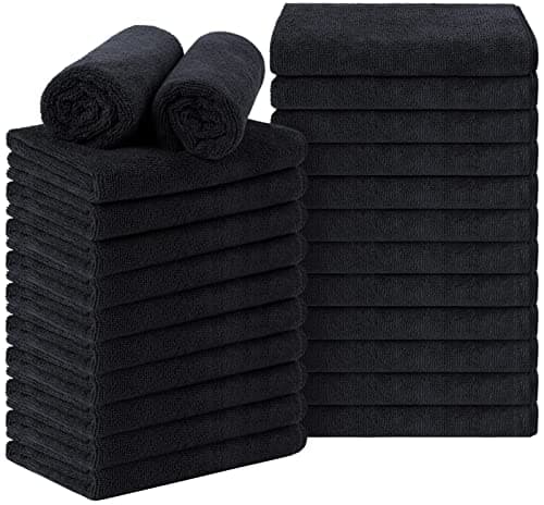 Orighty Black Salon Towel, Pack of 24 (Not Bleach Proof, 16 x 29 Inches) Super Soft and Absorbent Microfiber Hair Salon Towels for Salons, Hand, Gym, Bath, Spa and Home Hair Care - Image 1