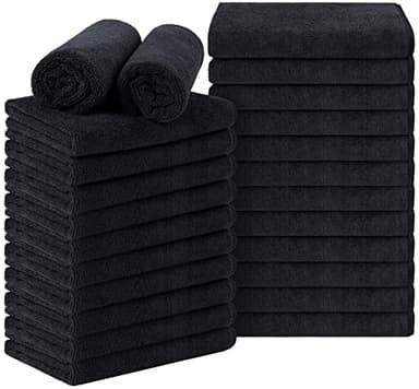 Orighty Black Salon Towel, Pack of 24 (Not Bleach Proof, 16 x 29 Inches) Super Soft and Absorbent Microfiber Hair Salon Towels for Salons, Hand, Gym, Bath, Spa and Home Hair Care - Image 1