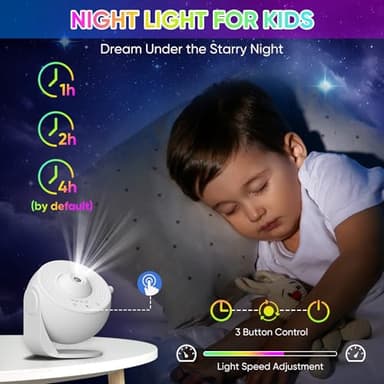 FlyLily Galaxy Projector - 13 in 1 HD Planetarium Star Projector for Bedroom, 360 Rotating Galaxy Light with Adjustable Knob and Timer for Kids, Ceiling, Gifts, Room Decoration - Image 3