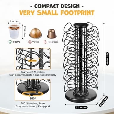 BLACKSMITH FAMILY K Cup Holders k Cup Holder K Cups Holder,K Cup Carousel, Coffee Pods Storage Organizer Stand,Comes All in One Piece,No Assembly Required,1 Count(Capacity of 40 Pods, Black) - Image 3