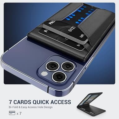 Padike for Magsafe Wallet, Magnetic Phone Wallet with Elastic Band for Extra Card Storage, Magnetic Card Holder with Adjustable Kickstand (Black) - Image 2