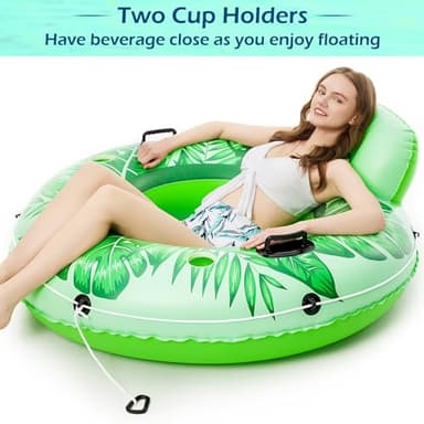 Jasonwell Inflatable River Tube Float - Heavy Duty River Float Pool Floats Lake Premium Water Tubes for Floating Recreational River Raft Lounge Floaties with 2 Cup Holders for Adult - Image 3