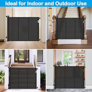 Reinforced 42" Tall X 80" Wide Retractable Dog Gate for Hallway Extra Tall Baby Gates for Dogs Indoor High Reinforced Bar Retractable Baby Gates for Doorways Extra Wide Pet Gate Outdoor, Black - Image 6