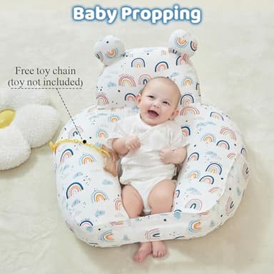 lasoftan Nursing Pillow for Breastfeeding, Breast Feeding Pillow for Mom Support, Adjustable Waist Strap and Removable Cotton Cover, Rainbow - Image 9