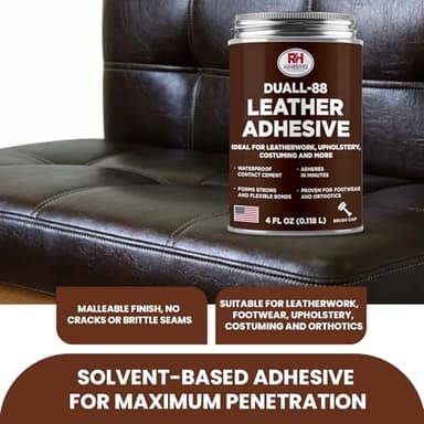 Duall-88 Leather Adhesive, 4 oz. can - Leather Repair Glue, Crafting, DIY, Upholstery, Waterproof, Heat Resistant, Flexible, Long Lasting, High Strength, RH Adhesives - Image 3