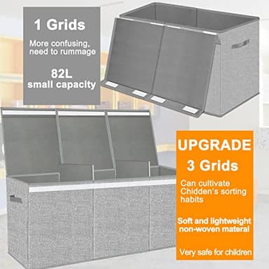Pantryily Extra Large Toy Box for Girls Boys - Collapsible Kids Toy Chest Boxes Organizers and Storage for Livingroom,Playroom,Closet 35.8"x12.6"x16"(Grey) - Image 6