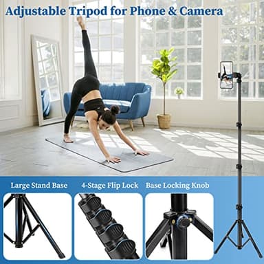 Nineigh Phone Tripod, 70" Selfie Stick Tripod Stand Cell Phone Tripods with Remote Phone Holder Carry Bag, Aluminum Alloy Selfie Stick Tripods, Compatible with iPhone Samsung GoPro Smartphone - Image 4