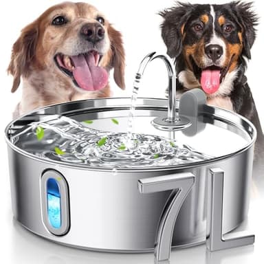 Smartoo Dog Water Fountain for Large Dogs 7L/236oz Stainless Steel Dog Water Bowl Dispenser Automatic Pet Water Fountain with Deeper Drinking Area, Multi-Filtration Pet Fountain with Ultra-Quiet Pump - Image 1
