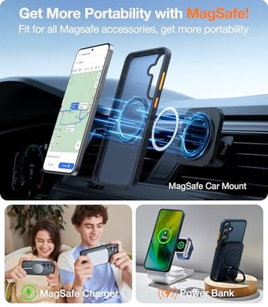 TORRAS Magnetic Shockproof Case for Samsung Galaxy S25 Plus, [12FT Military Grade Protection] [Fit for MagSafe], Translucent Slim Case for Samsung S25+Plus Case Anti-Fingerprint Anti-Scratch, Black - Image 3