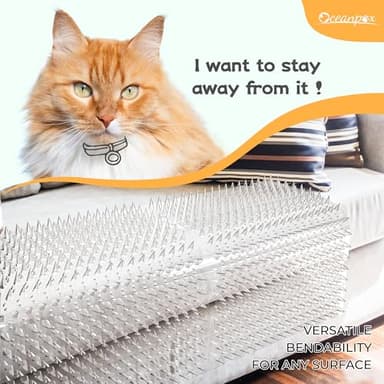 OCEANPAX Scat Mat for Cats 16 x 13 Inch, 10 Pack Cat Deterrent Mat Outdoor Indoor, Cat Spikes with 50 Stickers - Image 2