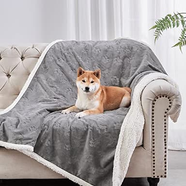 Qeils Pet Blankets for Cats - Waterproof Cat Blanket Washable - Sherpa Fleece Puppy Blanket, Soft Plush Reversible Throw Protector for Bed Couch Car Sofa, 25"X30", Grey - Image 6