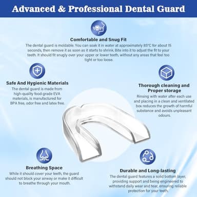 Mouth Guard for Grinding Teeth at Night, Mouth Guard for Clenching Teeth at Night, Dental Night Guards for Sleep, Comfortable Grinding Guard for Adults with 12 Cleaning Tablets - Image 6