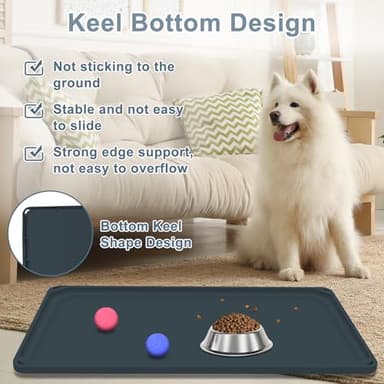Pet Food Mat, Gimilife Silicone Dog Cat Feeding Mat for Food and Water,Waterproof Pet Feeding Mats with High Lips, Pet Placemat Bowl Mat for Messy Drinkers - Image 2