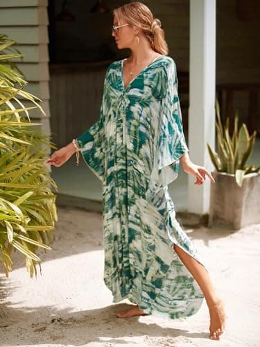 cthseie Women Animal Print Kaftan Dresses Plus Size Swimsuit Coverup 2025 Summer Bathing Suit Caftan Loungewear Beach Dress - Image 7