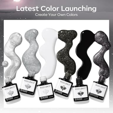 modelones Gel Nail Polish Set, 6 Colors Cat Eye Black White Gray Silver Glitter Shimmer Gel Polish Kit with Magnet Sparkle Galaxy Series Soak Off Nail Art Manicure Home Gift for Women Girl - Image 5