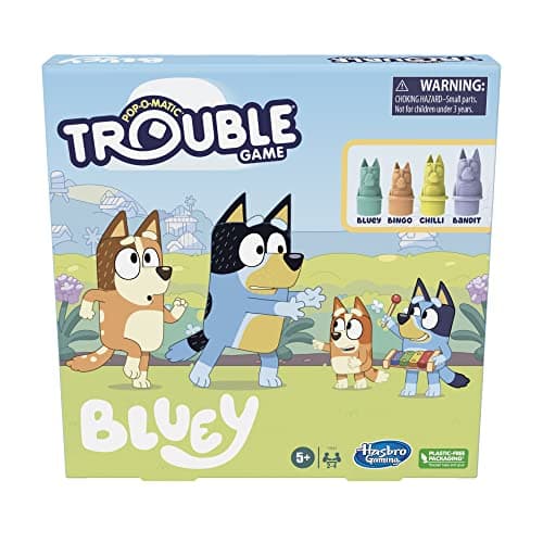 Hasbro Gaming Trouble: Bluey Edition Board Game for Kids, 2-4 Players, Race Bluey, Bingo, Bandit, or Chilli to The Finish, Ages 5 and Up (Amazon Exclusive) - Image 1