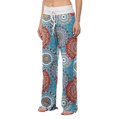 iniber 2 Pack Comfy Pajama Pants for Women Casual Drawstring Sleep Lounge Pants Soft Wide Leg Bottoms - Image 2