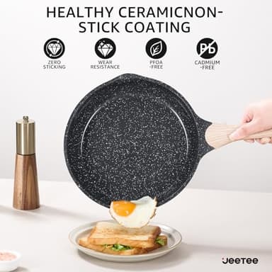 JEETEE 36Pcs Pots and Pans Set Non Stick, Cookware Set Non toxic Kitchen Healthy Induction Cooking Set W/Griddle, Sauté Pan, Baking Trays & Pancake Rake (PFOA, PFAS, PFOS Free) - Image 4